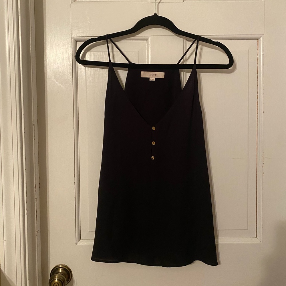 LOFT Black Strappy Top sz M